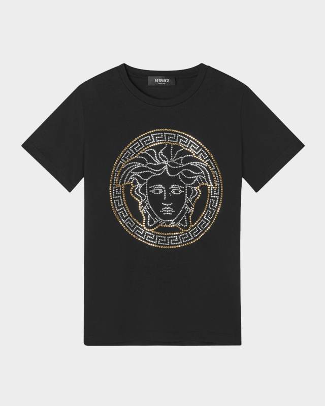 Kid's Bicolor Studded Medusa T-Shirt, Size 6-